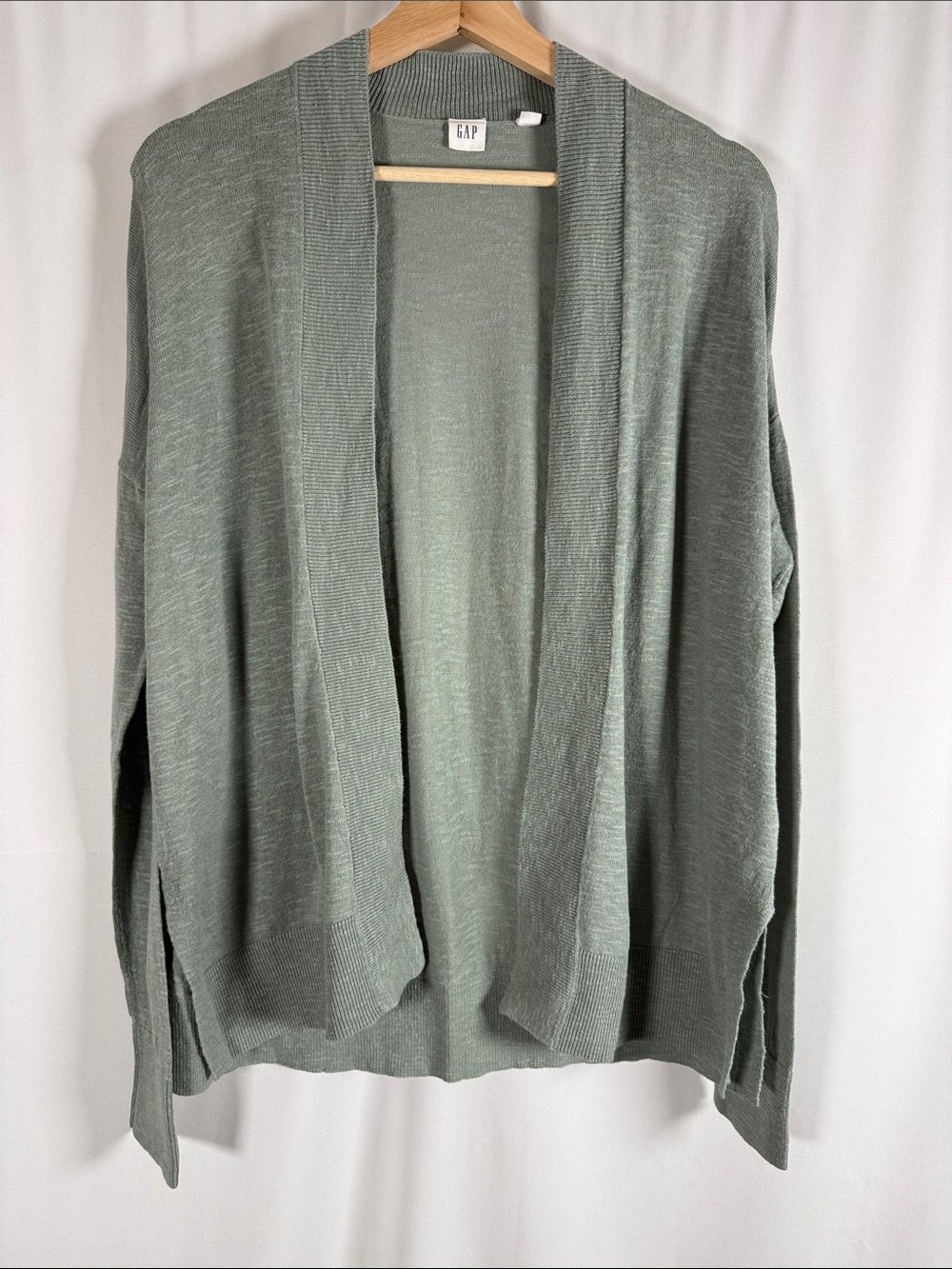 GAP Lightweight Open-Front Sage Green Cardigan